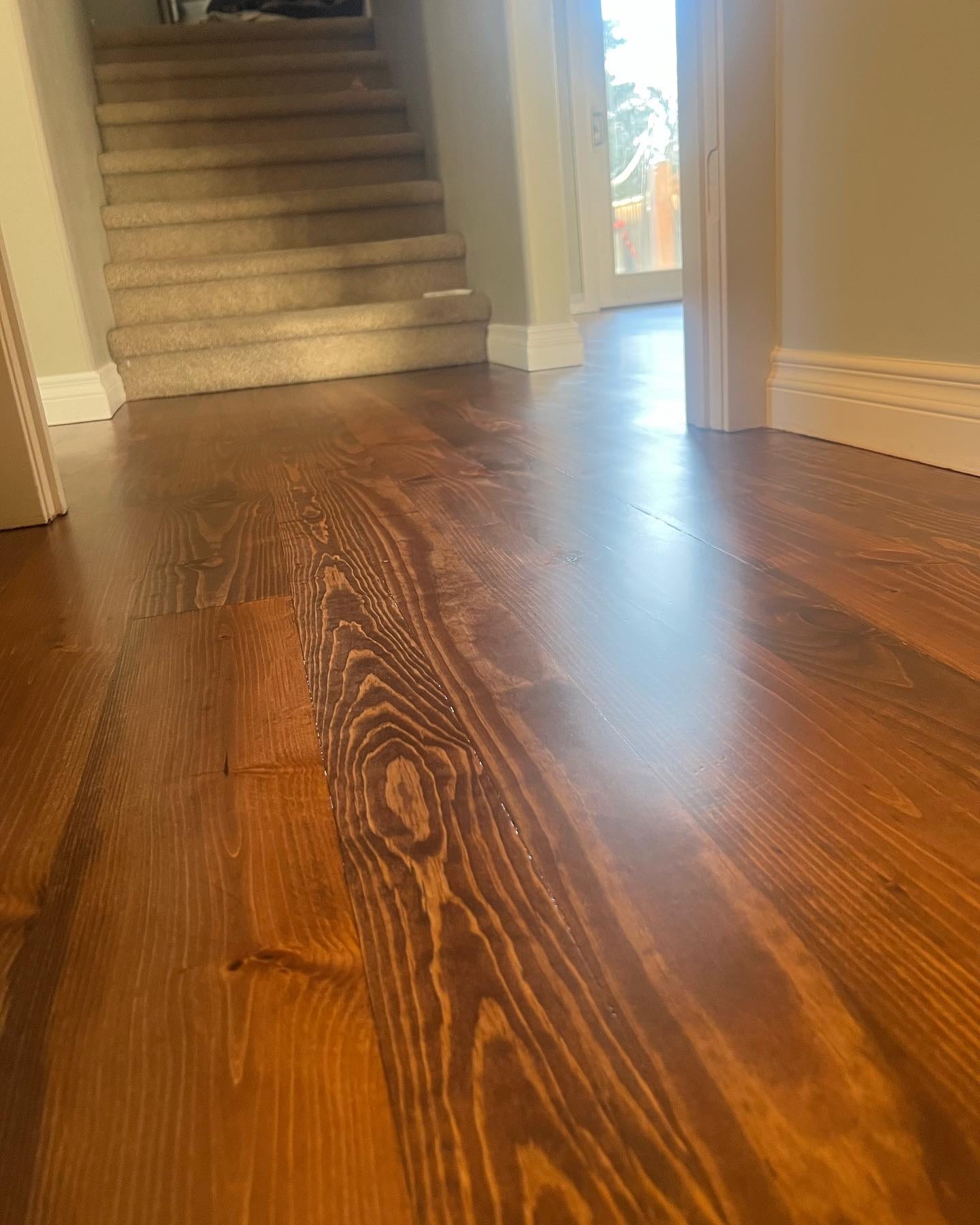 Custom hardwood floor project by Integrity Hardwood LLC, North Idaho