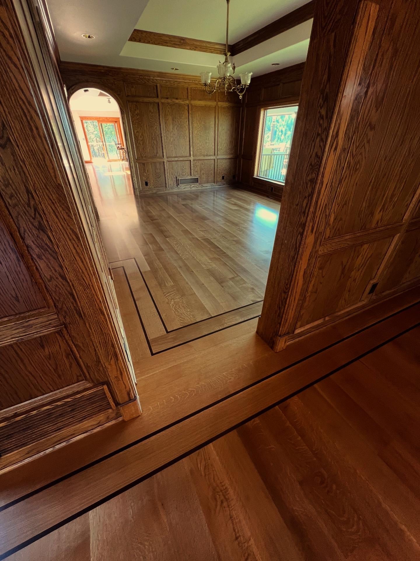 Custom hardwood floor project by Integrity Hardwood LLC, Hayden, Idaho