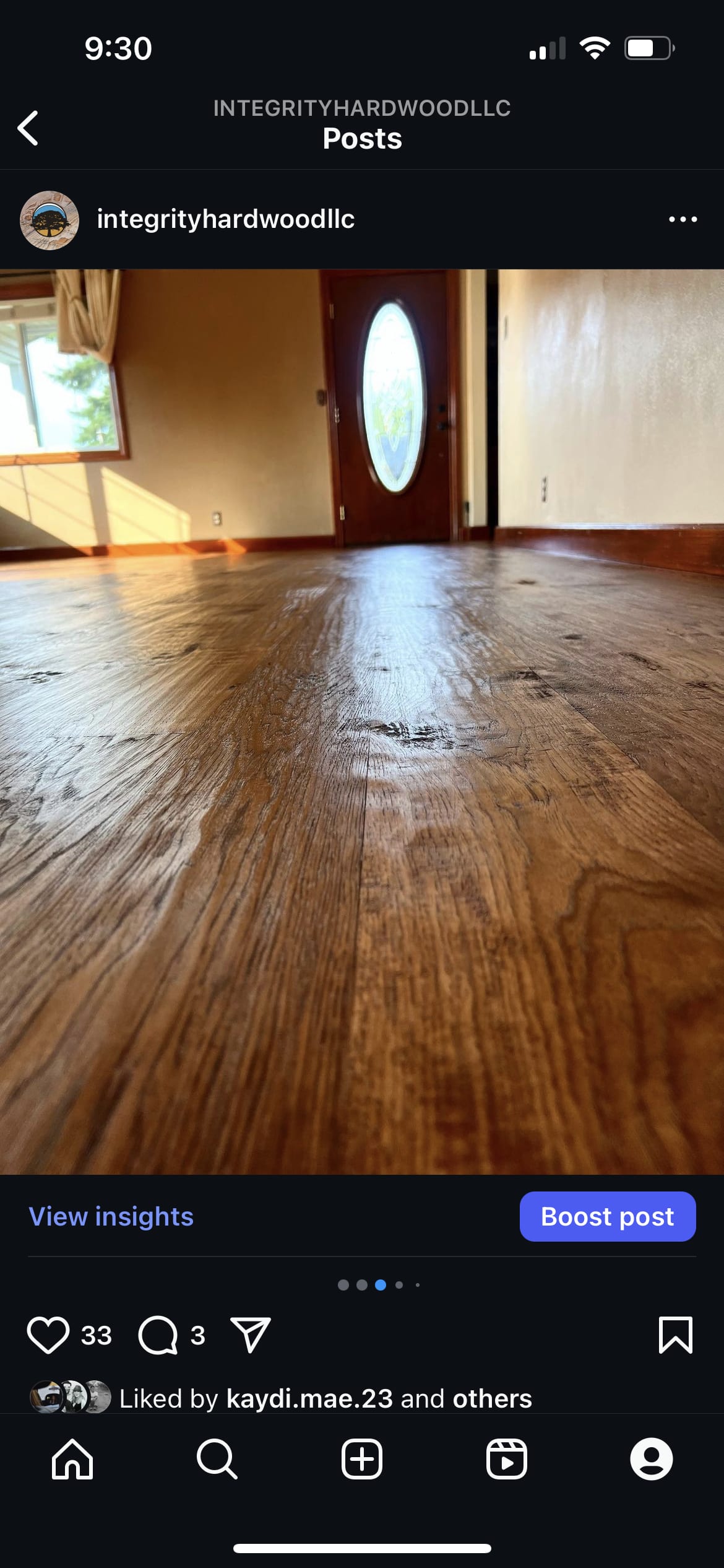 Custom hardwood floor project by Integrity Hardwood LLC, Rathdrum, Idaho
