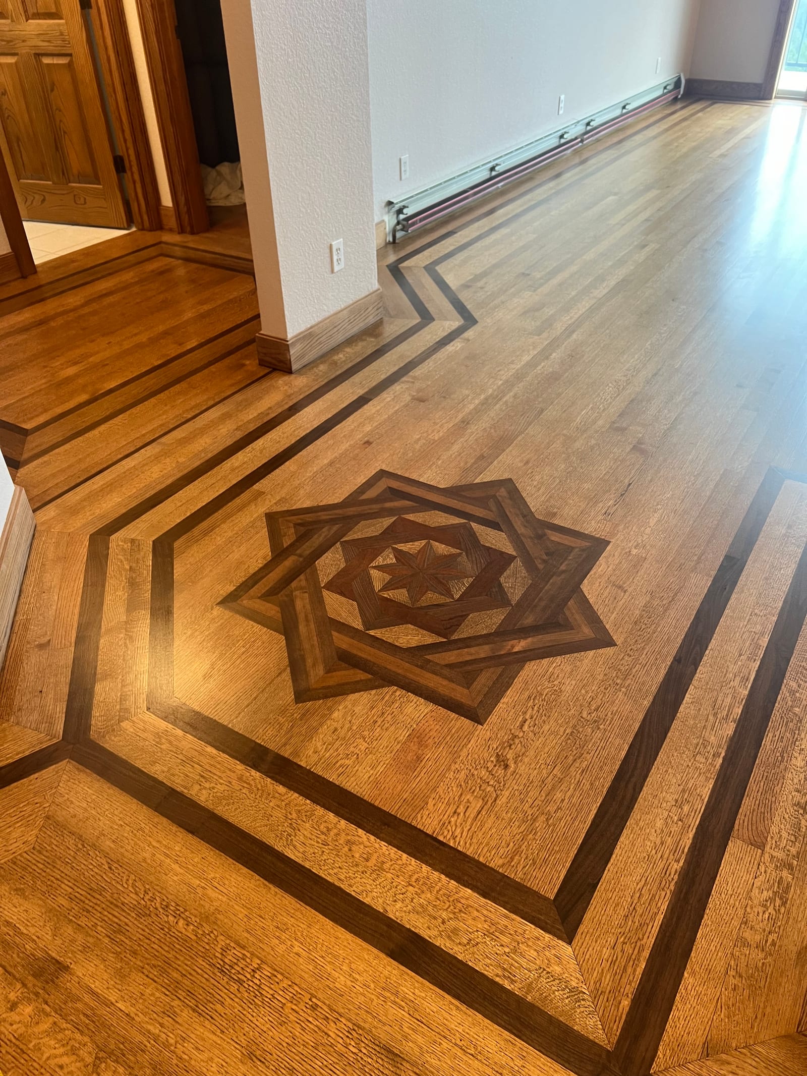 Custom hardwood floor project by Integrity Hardwood LLC, North Idaho