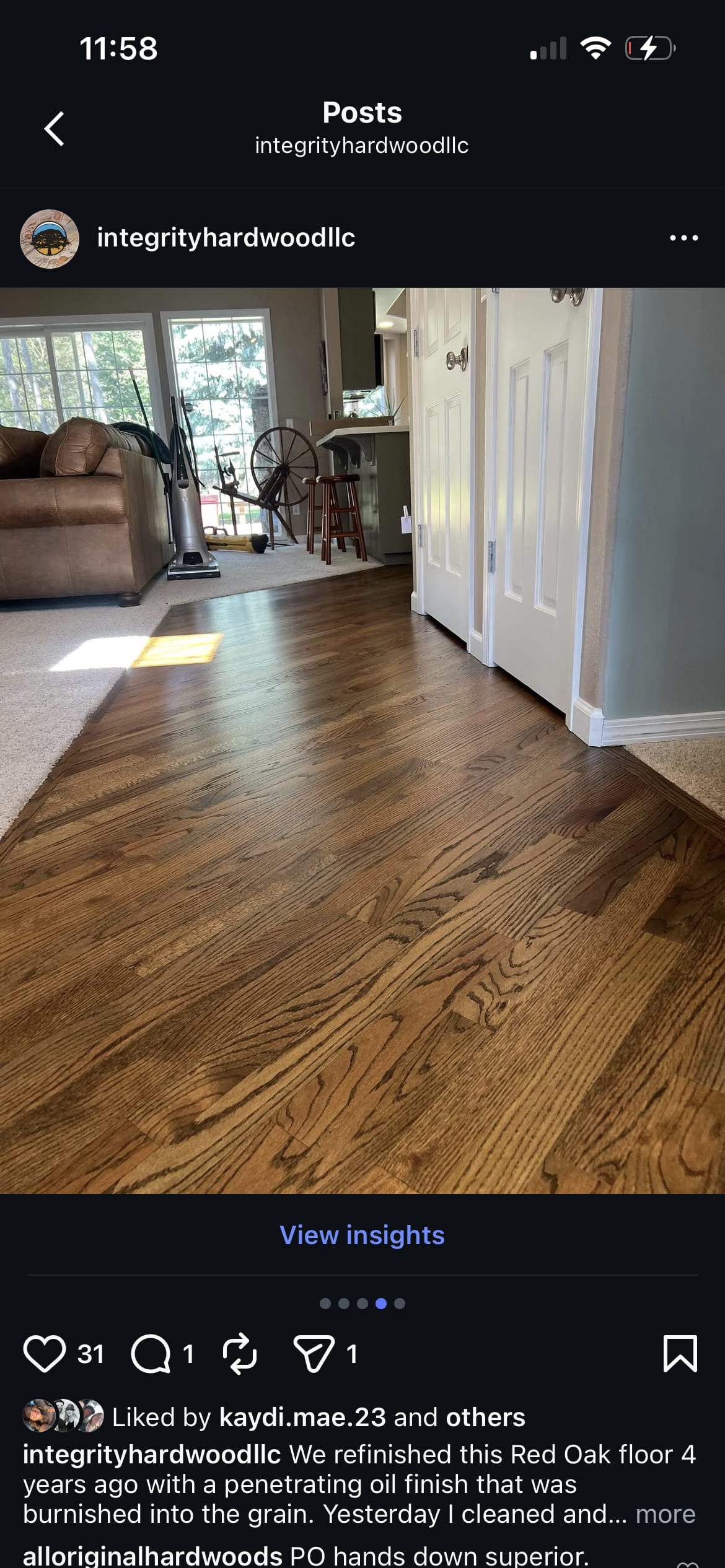 Custom hardwood floor project by Integrity Hardwood LLC, North Idaho