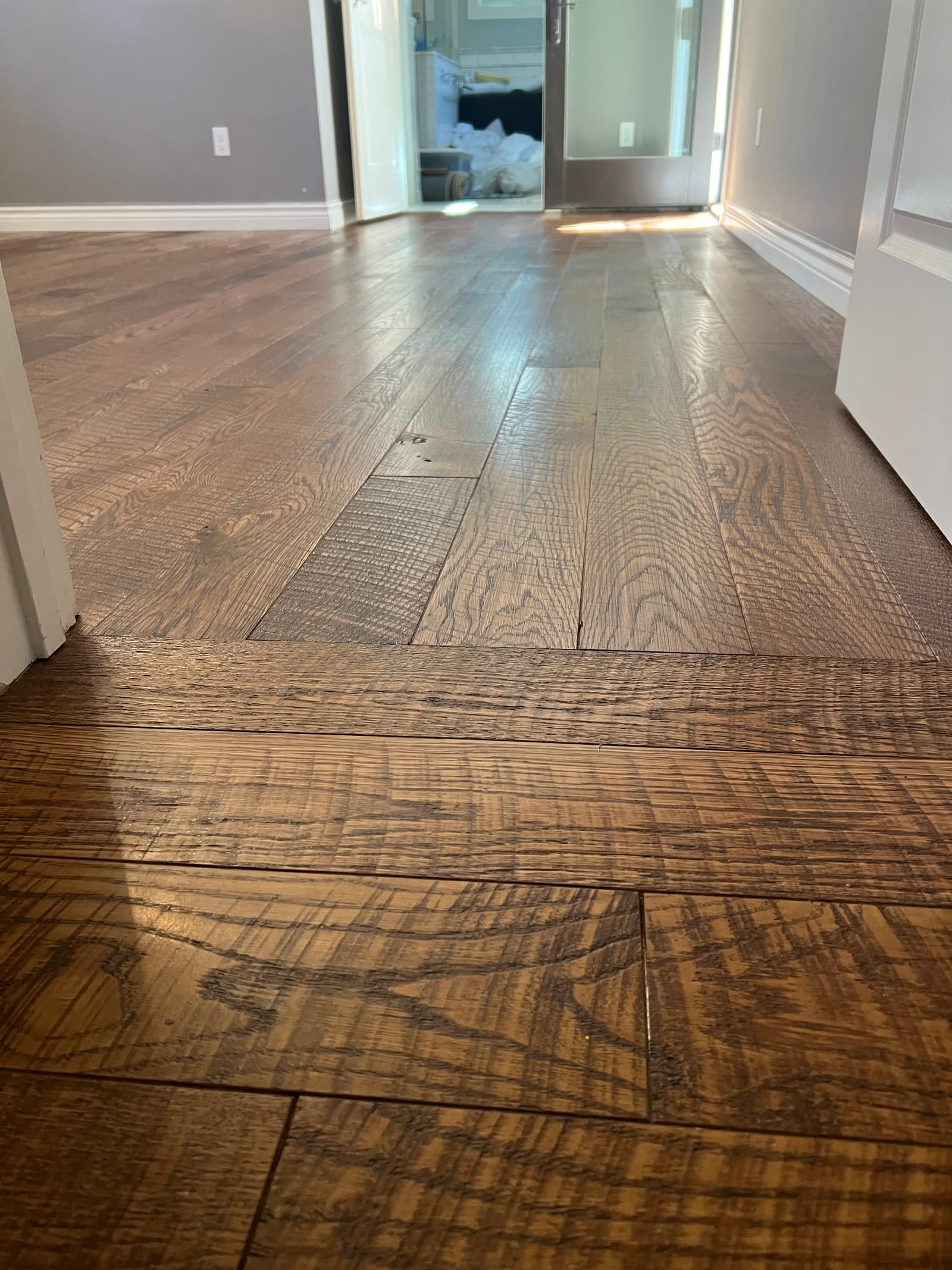 Custom hardwood floor project by Integrity Hardwood LLC, Hayden, Idaho