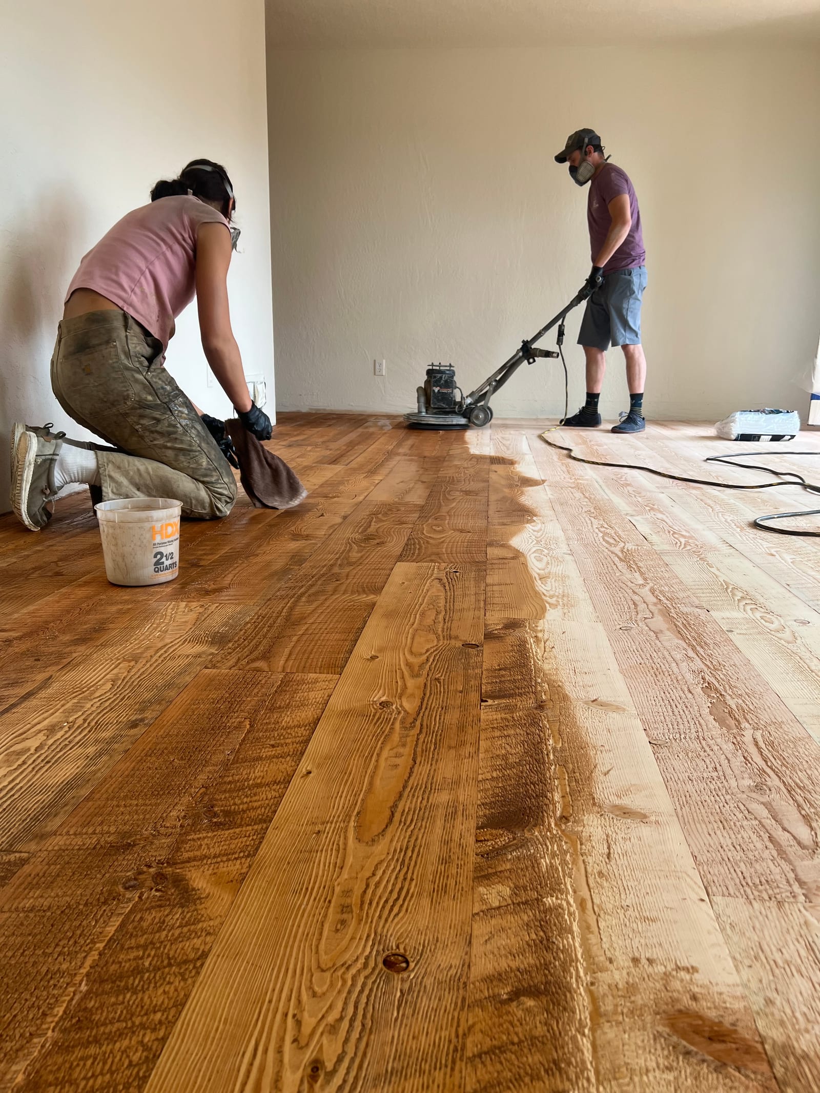Custom hardwood floor project by Integrity Hardwood LLC, North Idaho