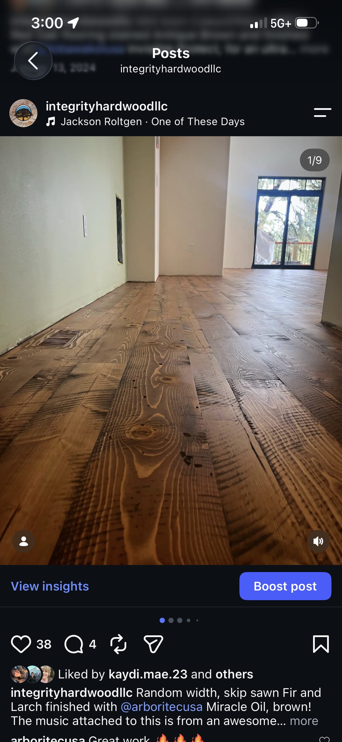 Custom hardwood floor project by Integrity Hardwood LLC, Hayden, Idaho