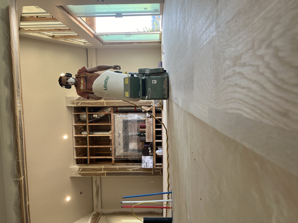 Lagler German-engineered drum sander in active use on a hardwood floor