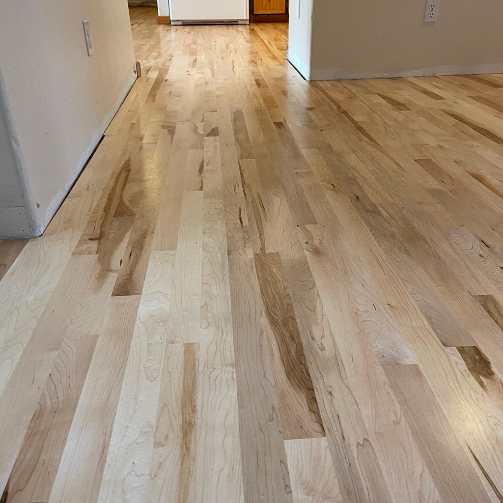 Maple hardwood floor with fine clean grain