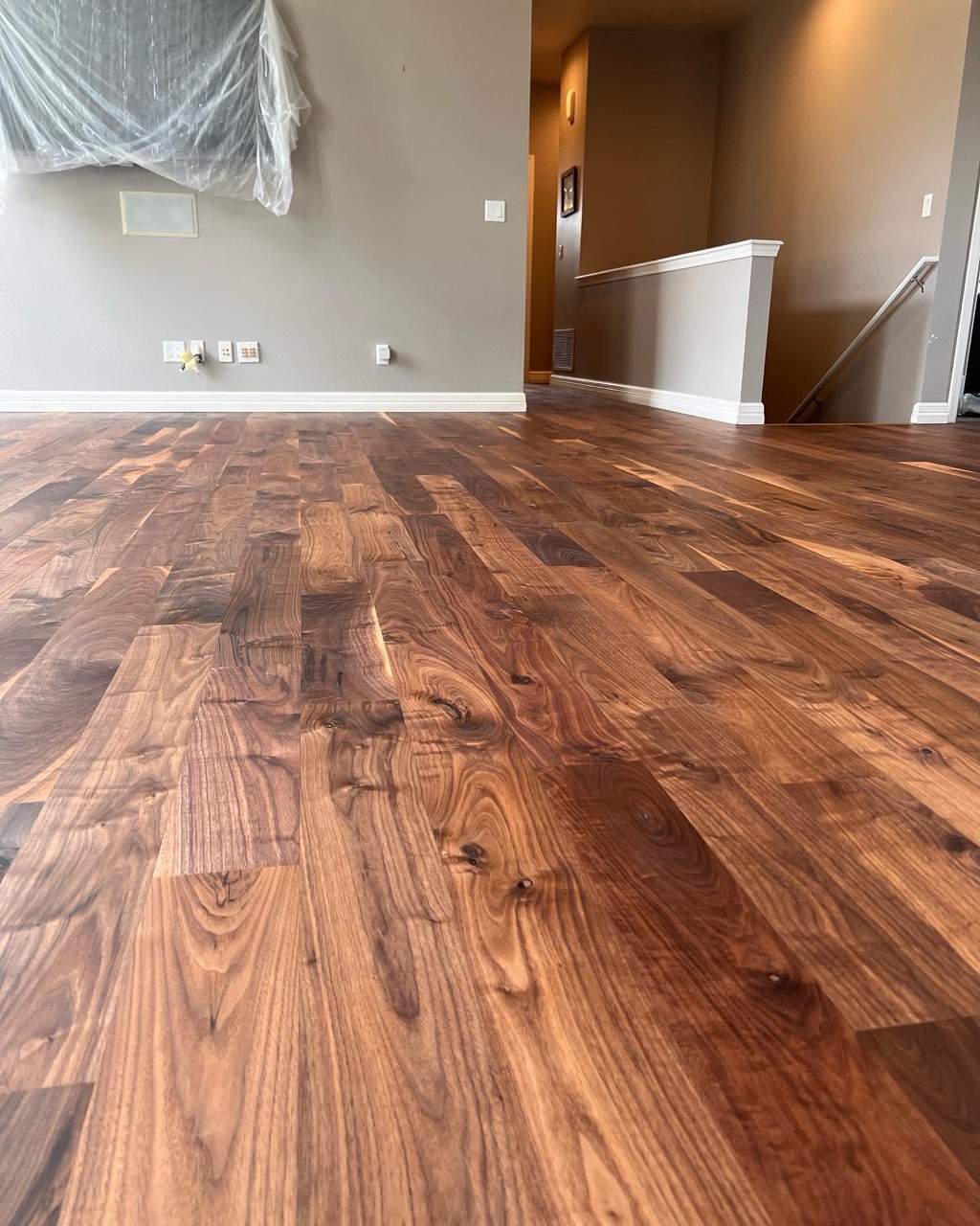 Walnut hardwood floor with rich chocolate tones